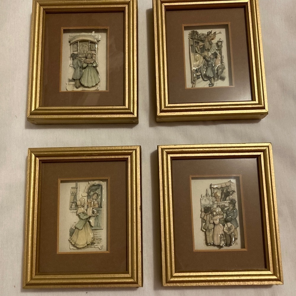 Paper Tole Framed Art. 4 Vintage Pieces. Excellent Condition. Beautiful framed.